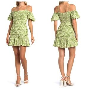 ASTR puff sleeve ruched floral mini print dress 30249